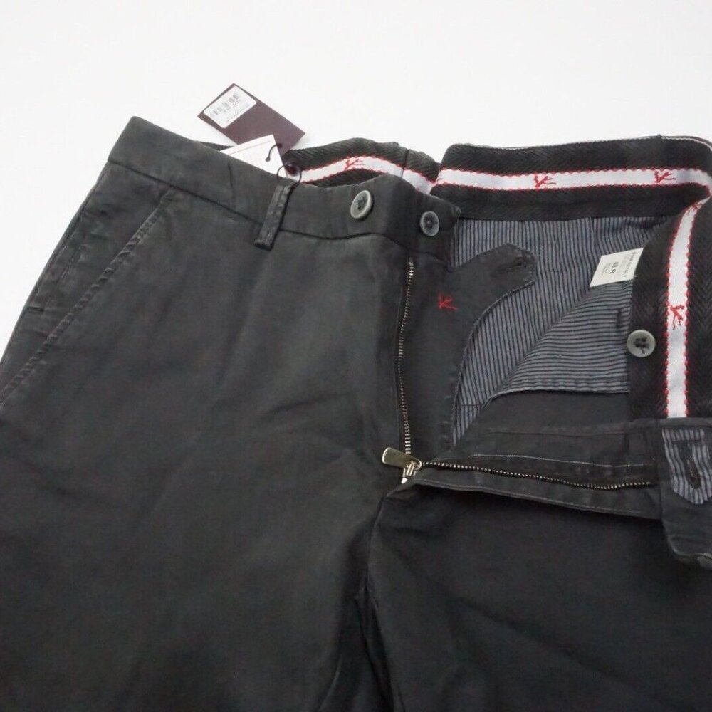 Isaia Tinto Slim Washed Black Cotton Blend Casual Men Chino Pant 48R EU NEW - Picture 4 of 8